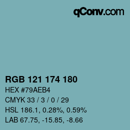 Código de color: RGB 121 174 180 | qconv.com