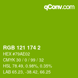 Color code: RGB 121 174 2 | qconv.com