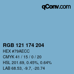 Color code: RGB 121 174 204 | qconv.com