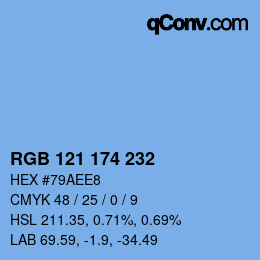 Color code: RGB 121 174 232 | qconv.com