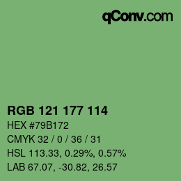 Color code: RGB 121 177 114 | qconv.com