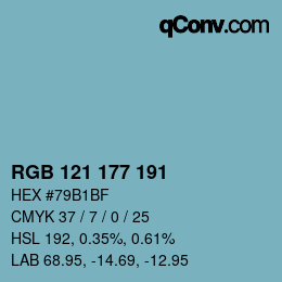 Código de color: RGB 121 177 191 | qconv.com