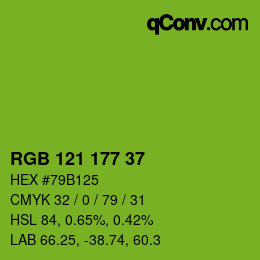カラーコード: RGB 121 177 37 | qconv.com
