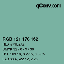 Color code: RGB 121 178 162 | qconv.com