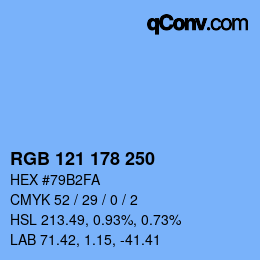 カラーコード: RGB 121 178 250 | qconv.com