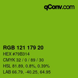 Color code: RGB 121 179 20 | qconv.com
