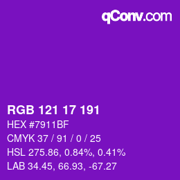 Color code: RGB 121 17 191 | qconv.com
