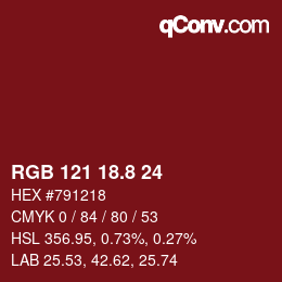 カラーコード: RGB 121 18.8 24 | qconv.com
