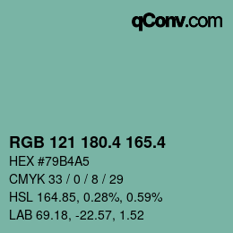 カラーコード: RGB 121 180.4 165.4 | qconv.com