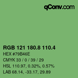 カラーコード: RGB 121 180.8 110.4 | qconv.com