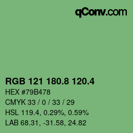 カラーコード: RGB 121 180.8 120.4 | qconv.com