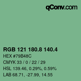 カラーコード: RGB 121 180.8 140.4 | qconv.com