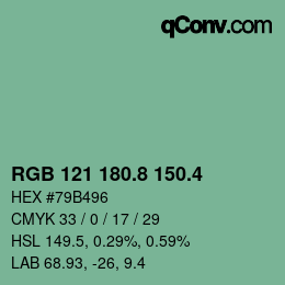 カラーコード: RGB 121 180.8 150.4 | qconv.com