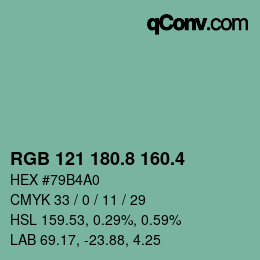 カラーコード: RGB 121 180.8 160.4 | qconv.com