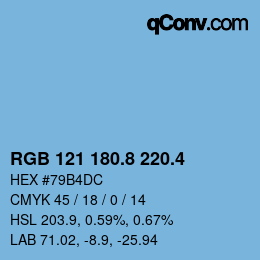カラーコード: RGB 121 180.8 220.4 | qconv.com