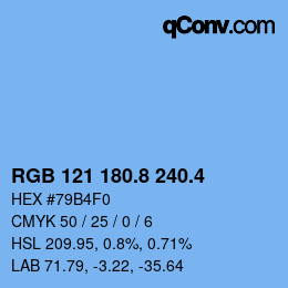 カラーコード: RGB 121 180.8 240.4 | qconv.com