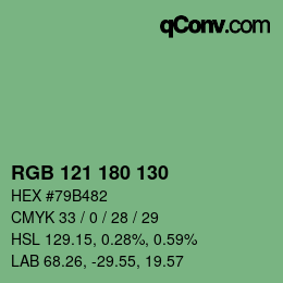 Código de color: RGB 121 180 130 | qconv.com