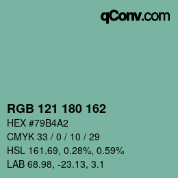 颜色代码: RGB 121 180 162 | qconv.com
