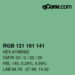Color code: RGB 121 181 141 | qconv.com