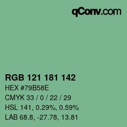 Color code: RGB 121 181 142 | qconv.com