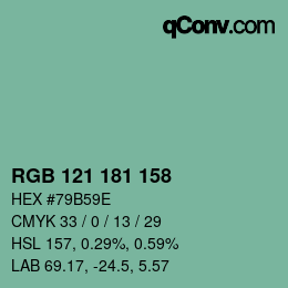 Color code: RGB 121 181 158 | qconv.com
