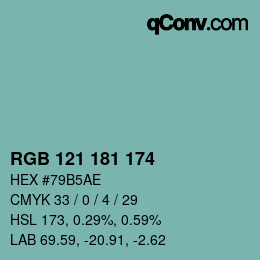 Color code: RGB 121 181 174 | qconv.com