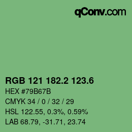 カラーコード: RGB 121 182.2 123.6 | qconv.com