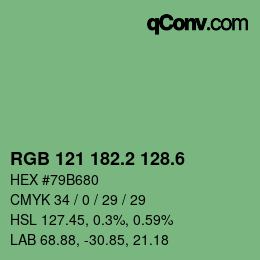 カラーコード: RGB 121 182.2 128.6 | qconv.com