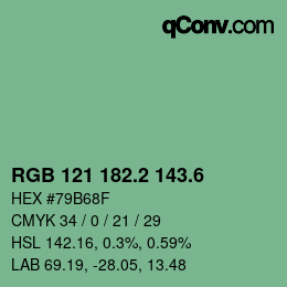 カラーコード: RGB 121 182.2 143.6 | qconv.com