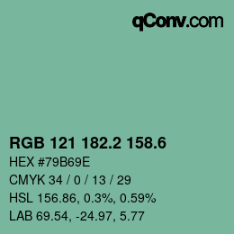 カラーコード: RGB 121 182.2 158.6 | qconv.com