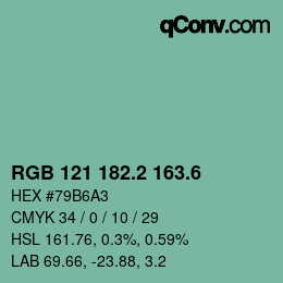 カラーコード: RGB 121 182.2 163.6 | qconv.com