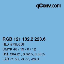 カラーコード: RGB 121 182.2 223.6 | qconv.com