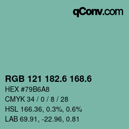 カラーコード: RGB 121 182.6 168.6 | qconv.com