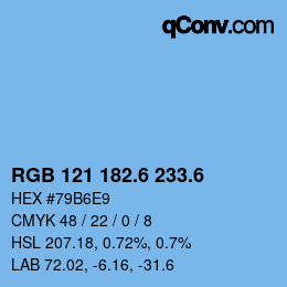 カラーコード: RGB 121 182.6 233.6 | qconv.com