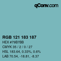カラーコード: RGB 121 183 187 | qconv.com