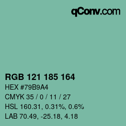 Farbcode: RGB 121 185 164 | qconv.com