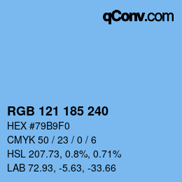 Color code: RGB 121 185 240 | qconv.com