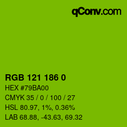 颜色代码: RGB 121 186 0 | qconv.com
