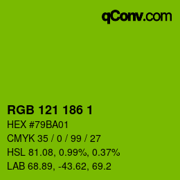 Color code: RGB 121 186 1 | qconv.com