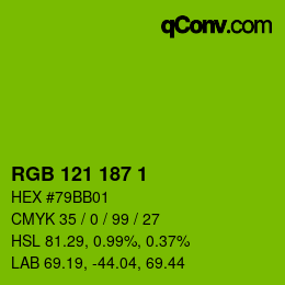 Color code: RGB 121 187 1 | qconv.com