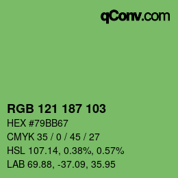 Color code: RGB 121 187 103 | qconv.com