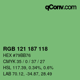 カラーコード: RGB 121 187 118 | qconv.com