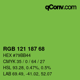 Color code: RGB 121 187 68 | qconv.com