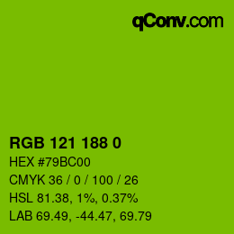 Color code: RGB 121 188 0 | qconv.com
