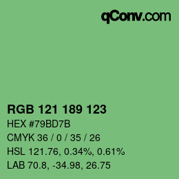 Color code: RGB 121 189 123 | qconv.com