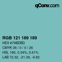 Color code: RGB 121 189 189 | qconv.com