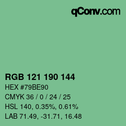 Color code: RGB 121 190 144 | qconv.com
