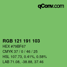 Color code: RGB 121 191 103 | qconv.com