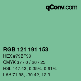 Color code: RGB 121 191 153 | qconv.com