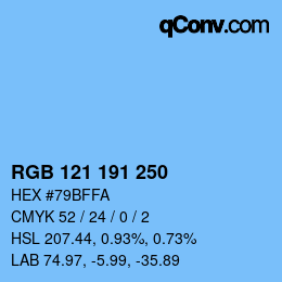 Color code: RGB 121 191 250 | qconv.com